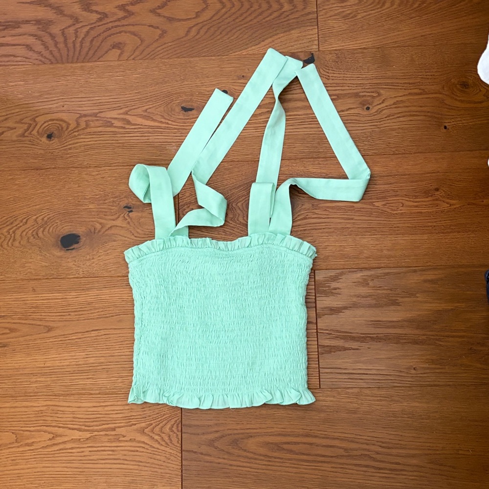 Mint Green Smocked Crop Top